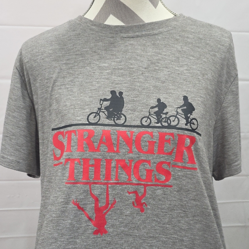 Stranger Things Gray and Red Long Sleeve Tee